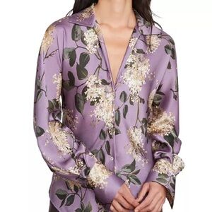 Vince Women Purple Silk Lilac Bias Long Sleeved Blouse Top Size XS